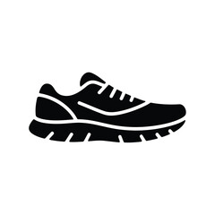 Simple black and white running shoe icon vector illustration for sports and fitness silhouette vector illustration white background