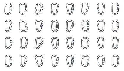 Various climbing carabiners illustrated