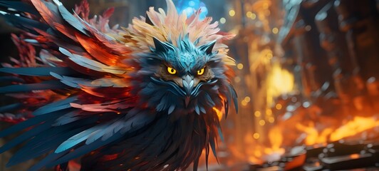 Tiny figures from life wolf garuda,generative AI