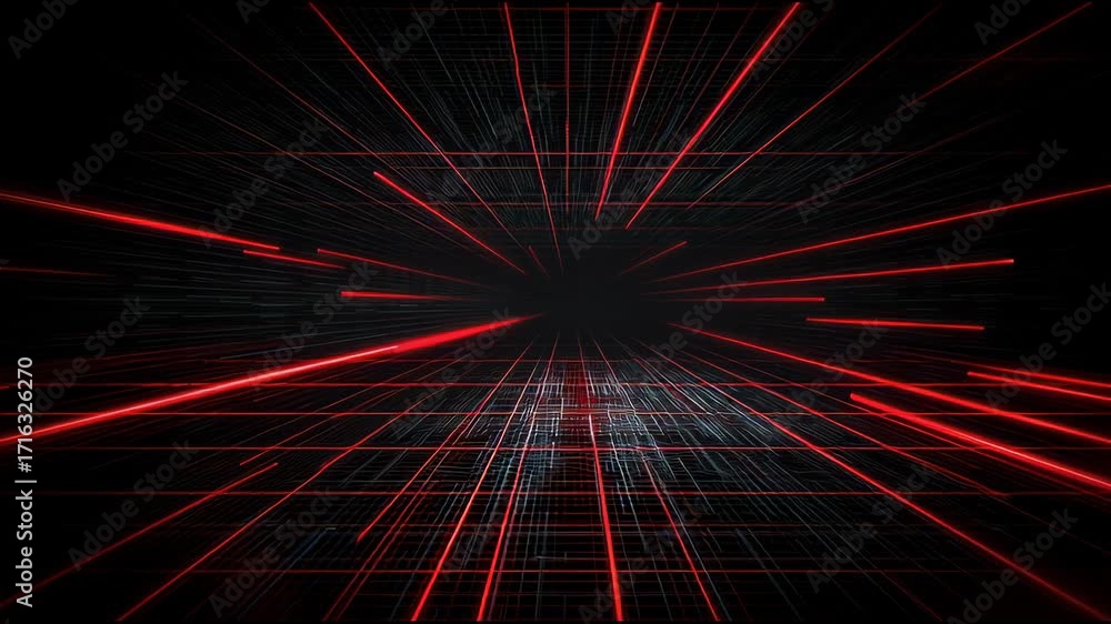 Poster abstract red neon perspective lines: a vibrant and energetic abstract artwork, composed of dynamic n
