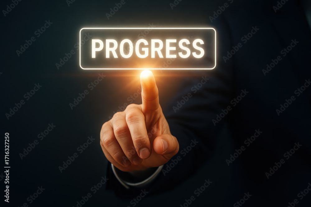 Aufkleber progress and business development inspire growth and innovation through a digital interface light gl