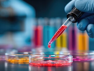 Scientist conducting a chemical experiment in a laboratory.