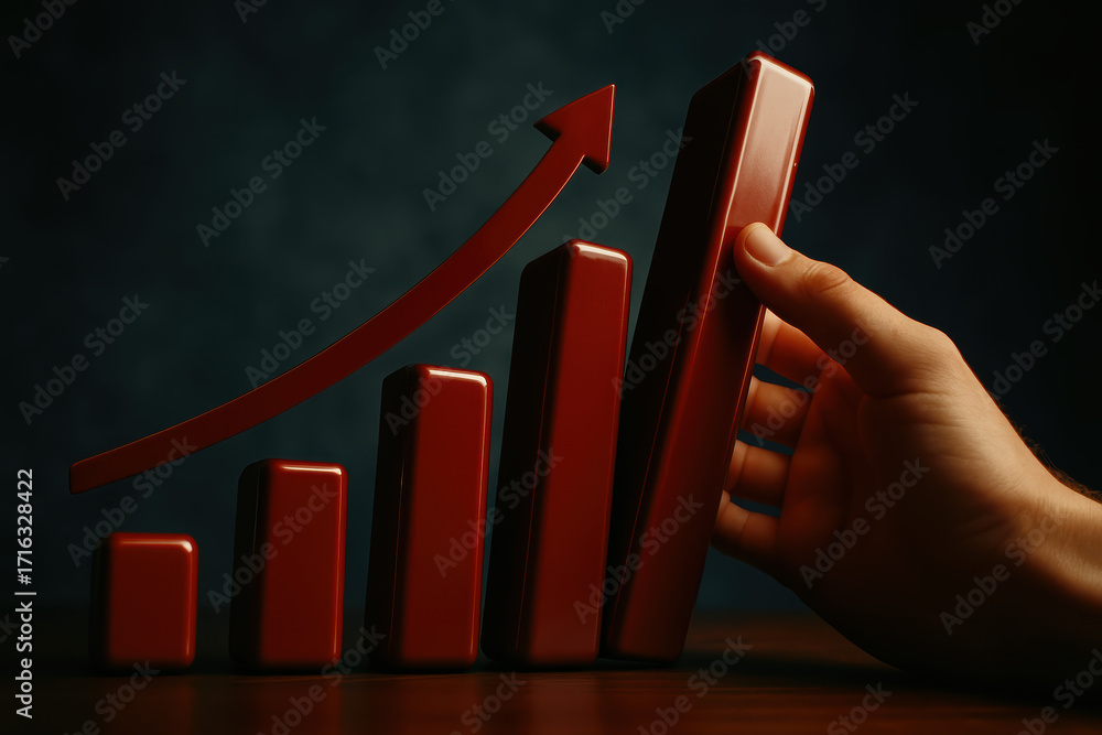 Poster growth progress success and achievement inspire dynamic business performance with glossy upward char