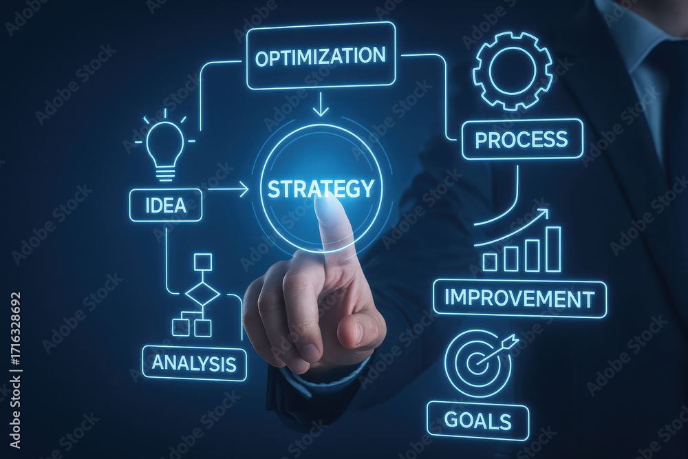 Poster strategy and optimization inspire new ideas analysis and processes for achieving business goals and 