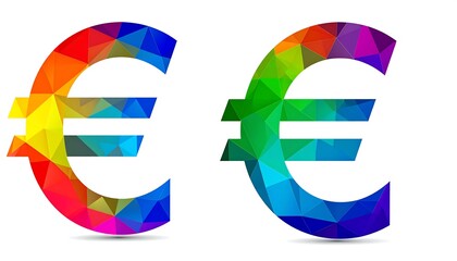 Two colorful euro symbols, a mosaic design