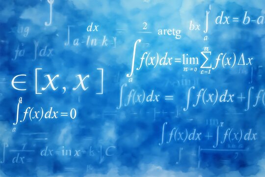Glowing Mathematical Formulas and Equations on Futuristic Digital Blue Technology Background. - Powered by Adobe