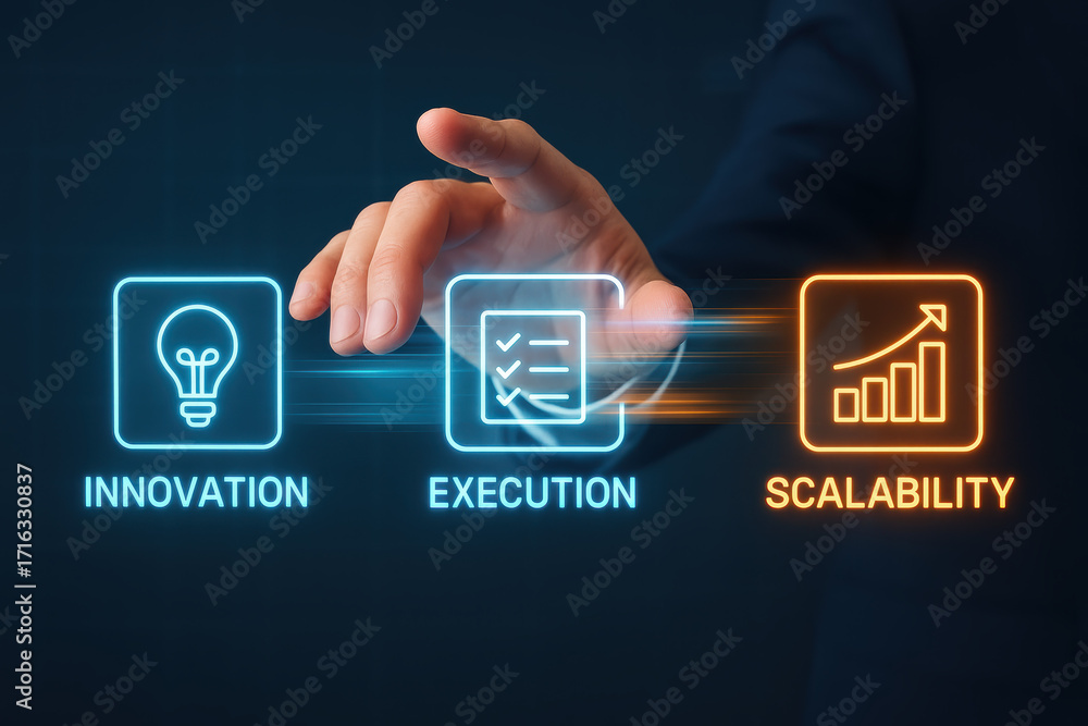 Aufkleber innovation execution scalability and business success drive growth and smart strategy with advanced 