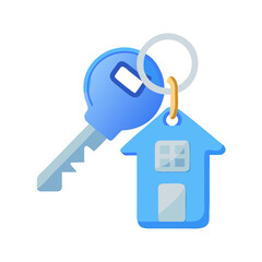 house key with blue label