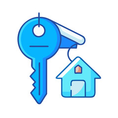 house key with blue label