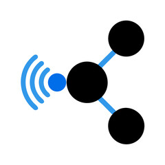 atom icon on blue background