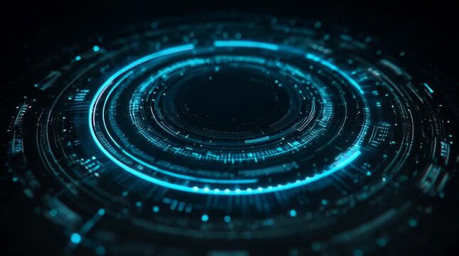 A futuristic digital interface with glowing blue elements, representing advanced technology and data visualization.