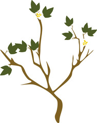 Tree Branch Illustration with Flowers