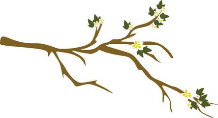 Tree Branch Illustration with Flowers