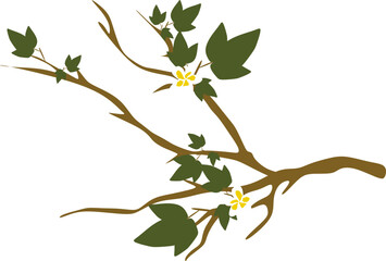 Tree Branch Illustration with Flowers