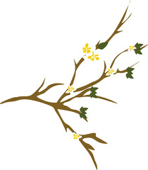 Tree Branch Illustration with Flowers