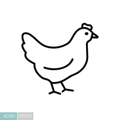 Chicken Hen Outline Vector Icon