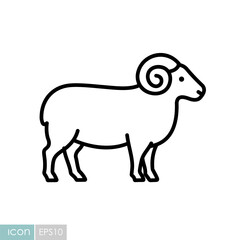 Sheep or Ram Vector Outline Icon