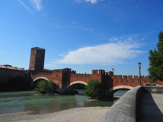 Red brick bridge Castelvecchio in Verona