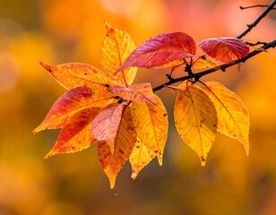 Obraz premium Autumn leaves on branch