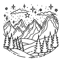 Aurora, kids line art doodle pattern design t shirt silhouette and vector, intricate line art design, relaxing printable, high-quality illustration for stress relief, art therapy activity.