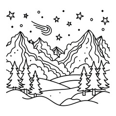 Aurora, kids line art doodle pattern design t shirt silhouette and vector, intricate line art design, relaxing printable, high-quality illustration for stress relief, art therapy activity.