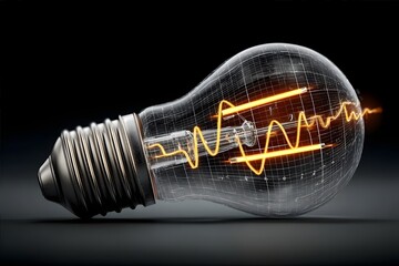 Light Bulb with Glowing Waveform

