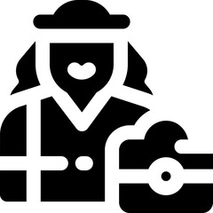 tourist glyph icon. Strong and solid vector icon for websites, mobile interfaces, presentations, and visual branding. High quality and easy to edit.