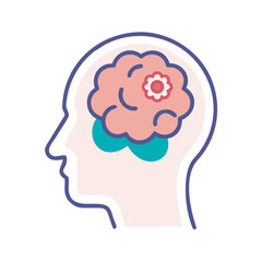 human head silhouette with brain