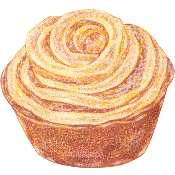 Cruffin with Cinnamon Cardamom Sugar, Hand-Drawn Dessert Illustration