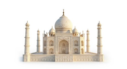 Fototapeta premium White Marble Taj Mahal Style Miniature Model with Intricate Details on White Background