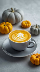 Pumpkin Spice Latte with Decorative Latte Art.