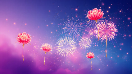 Fototapeta premium Golden Peony Fireworks, dreamy gradient background
