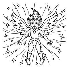 Skyfire, kids line art doodle pattern design t shirt silhouette and vector, intricate line art design, relaxing printable, high-quality illustration for stress relief, art therapy activity.