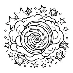 Skyfire, kids line art doodle pattern design t shirt silhouette and vector, intricate line art design, relaxing printable, high-quality illustration for stress relief, art therapy activity.