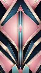 Bold geometric art deco design with vibrant shapes and gradients