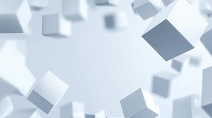 An abstract composition featuring floating geometric cubes in a minimalistic design. Perfect for technology-themed visuals. - Powered by Adobe