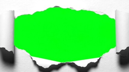 Torn Paper Revealing a Green Screen Background for Design and Editing