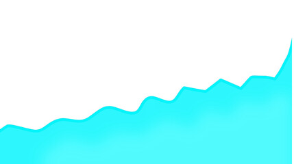 Bright Cyan Jagged Line Graph Ascending on Black Background