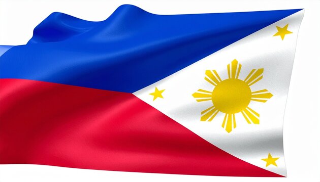 The flag of Philippines waving naturally detailed fabric folds white background with soft highlights
 - Powered by Adobe