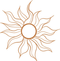 Radiating Sun With Wavy Flame Rays