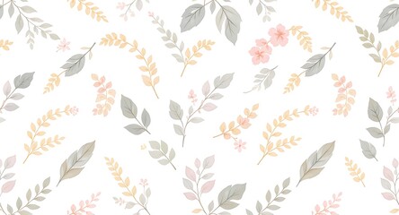 Floral pattern design digital art nature soft colors modern aesthetic abstract style for home decor