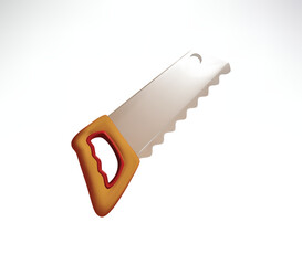 Hand Saw Cartoon Style Tool vector 3d icon isolated on white background for construction and DIY projects