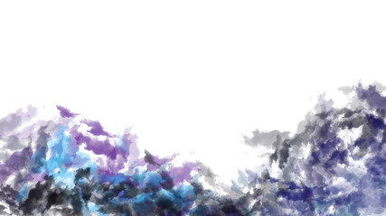 Abstract cosmic nebula swirls of blue purple and teal glowing light effects isolated on transparent background