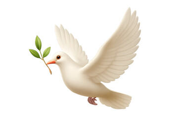 Obraz premium Symbolic White Dove Carrying Olive Branch of Peace and Hope
