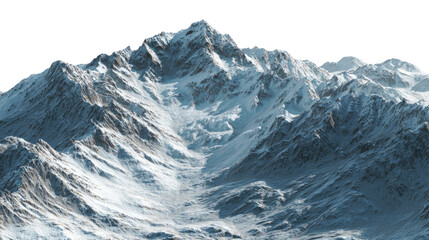 Obraz premium Beautiful mountain landscape with snow and clouds for winter nature scenery, outdoor travel, and adventure concept isolated on white background 