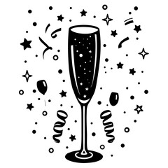 Elegant Festive Drink Silhouette Illustration for Holiday Parties