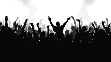 Energetic Concert Crowd Silhouette Applauding Excitement Music Performance