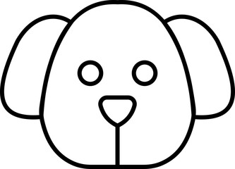dog icon of puppy face, pet silhouette and outline illustration, style vector design isolated on transparent background