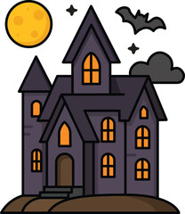Halloween spooky house isolated on a white background vector illustration