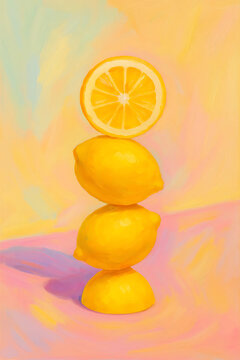 LEMONS ILLUSTRATİON , SLICED LEMON
